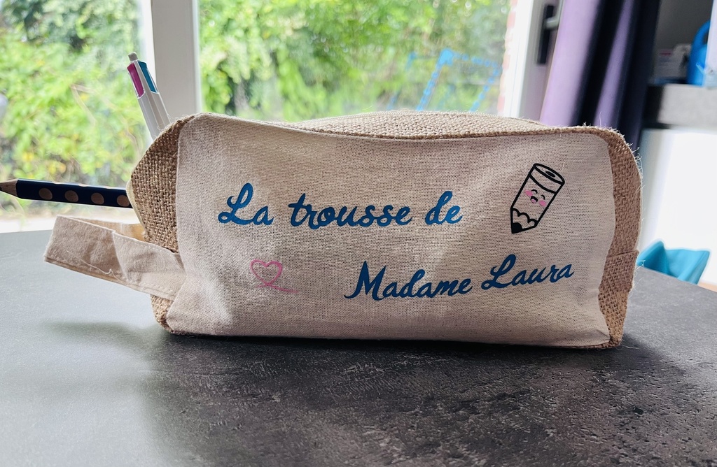 Plumier/trousse coton & jute "La trousse de Madame ou Monsieur"    (copie)