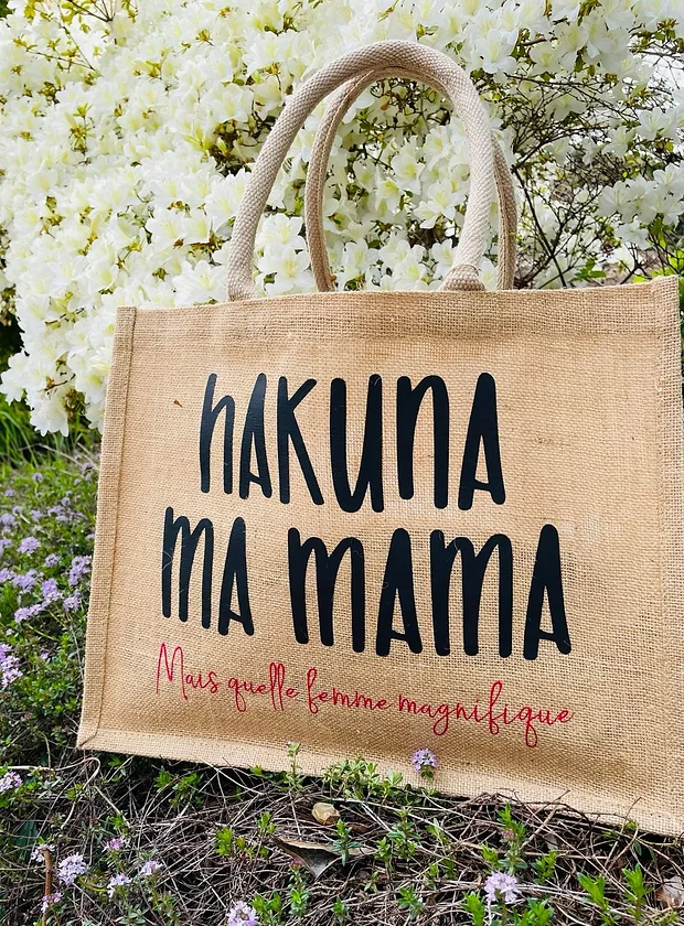 Sac en toile de jute "Hakuna ma Mama " 