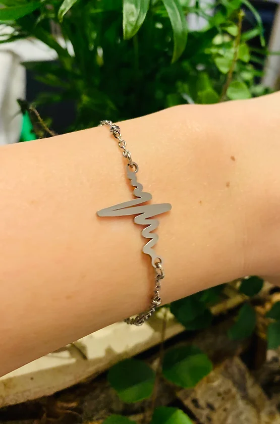 Bracelet "électrocardiogramme" en acier inoxydable