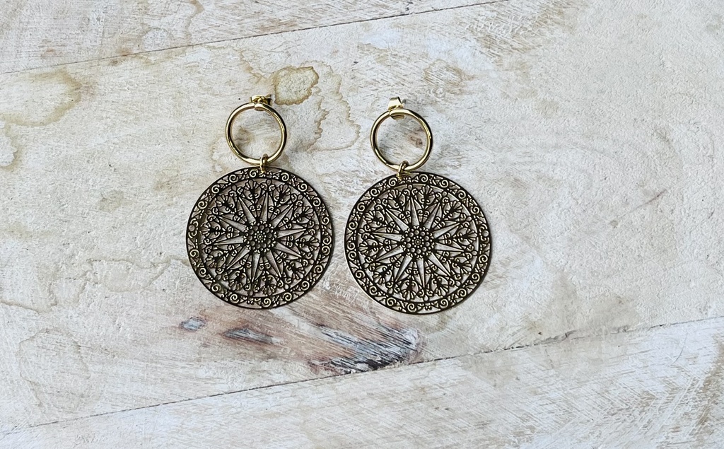 Boucles d'oreilles " Azteca" dorée  