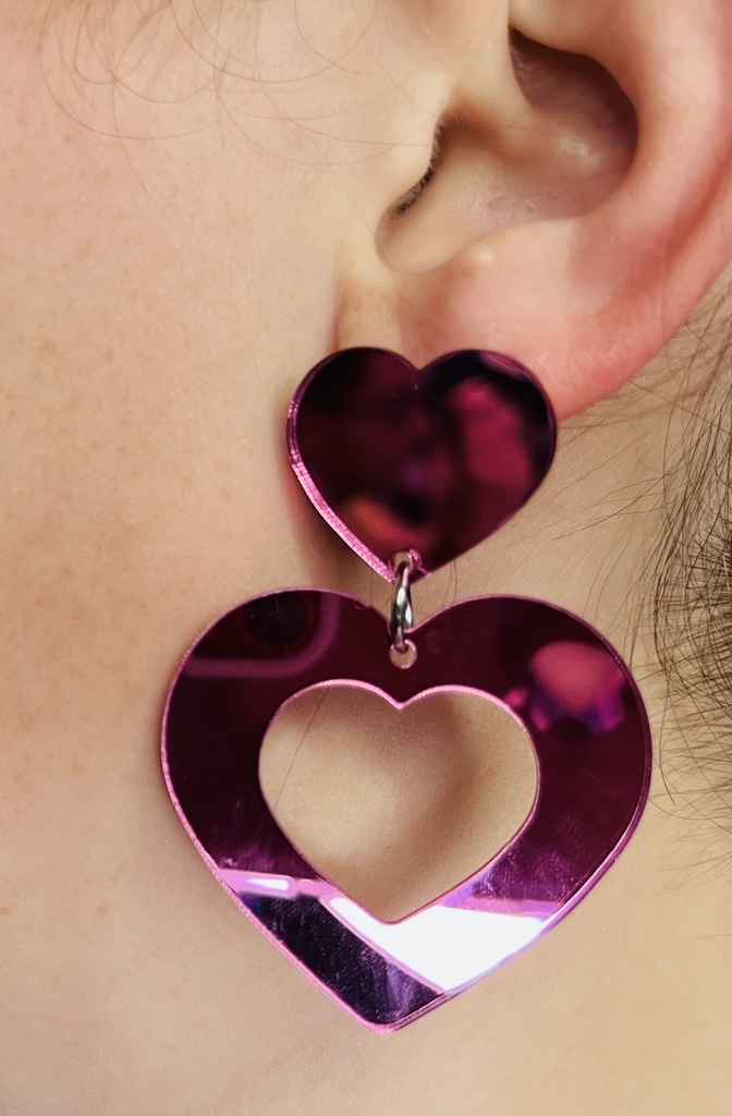 Boucles d'oreilles " Love" Fuschia