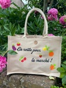 Sac en toile de jute "En route pour le marché"