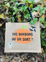 Sac en toile de jute "Des bonbons ou un sort"  