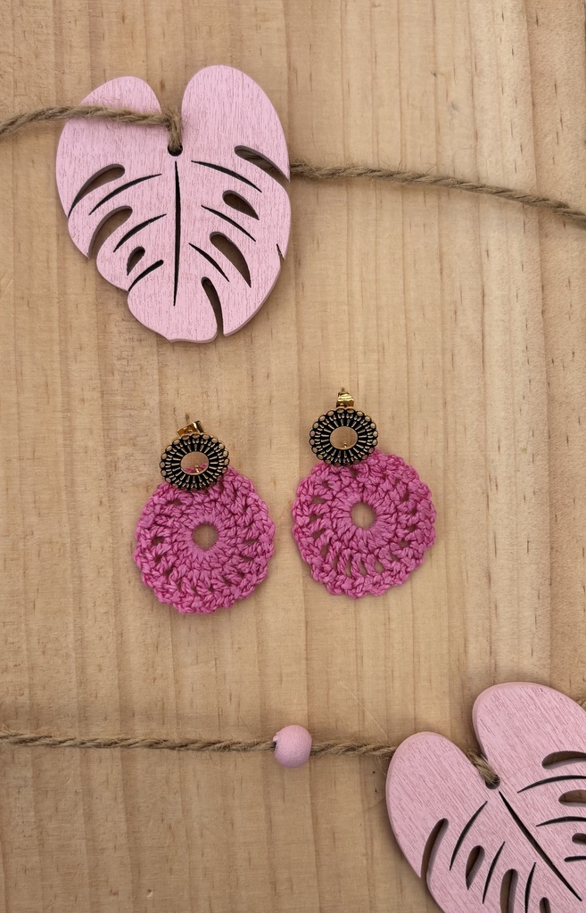 Boucles d'oreilles crochet *Mandala* rose