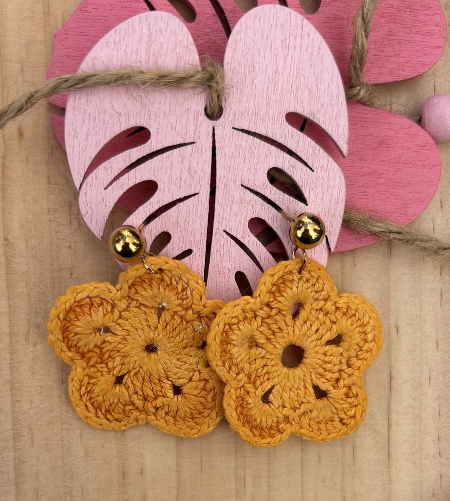 Boucles d'oreilles crochet *Fleur* orange