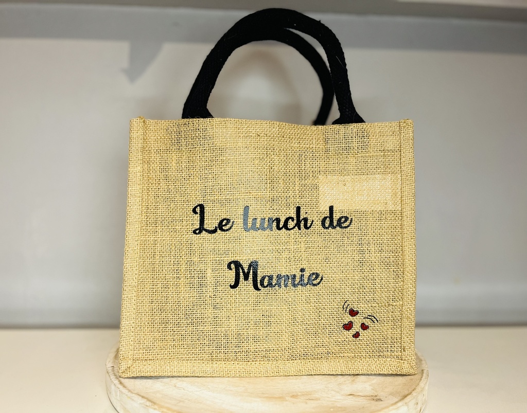 Sac en toile de jute "Le lunch de Mamie "  