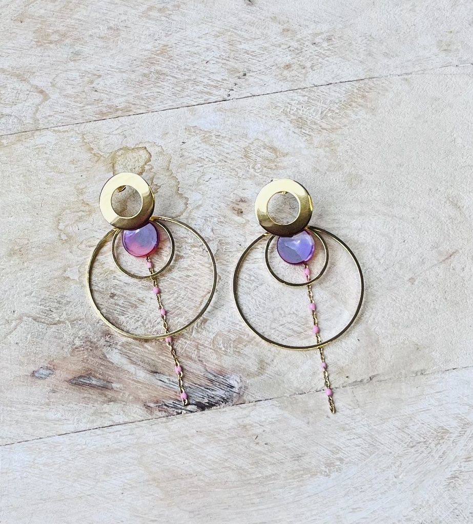 Boucles d'oreilles " Libellule Rose " 