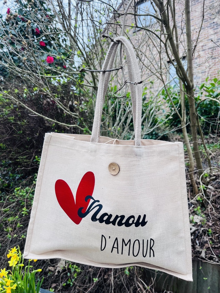 Sac en toile de jute "Nanou d'Amour" 