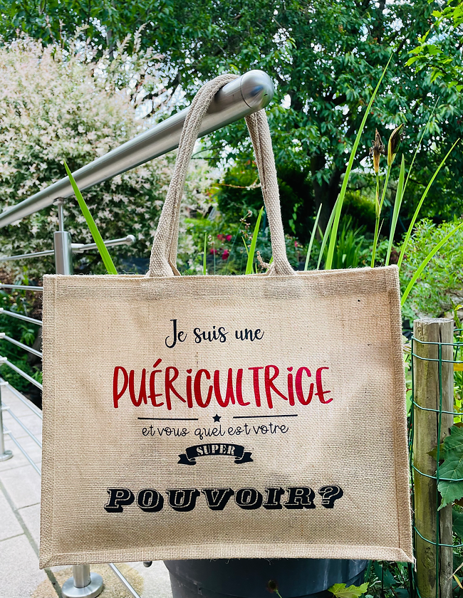 Sac en toile de jute "Super Pouvoir " 