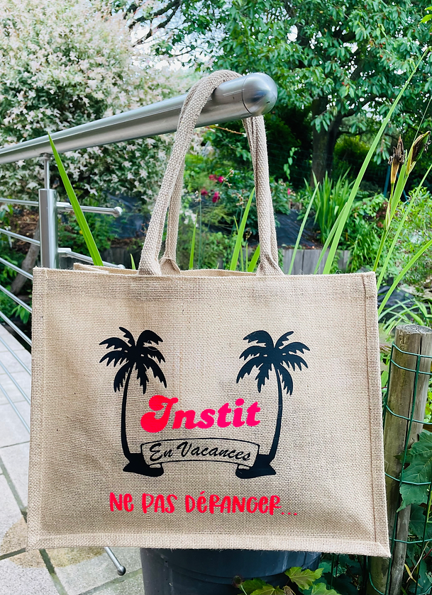 Sac en toile de jute "... En Vacances "