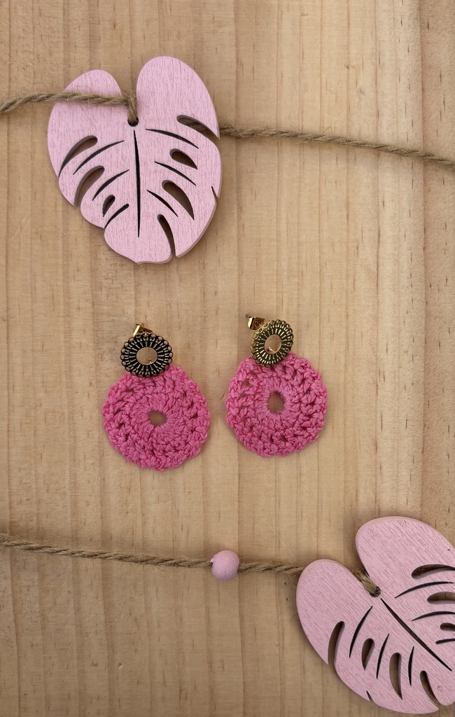 Boucles d'oreilles crochet *Mandala* fuchsia