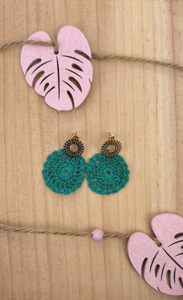 Boucles d'oreilles crochet *Mandala* turquoise