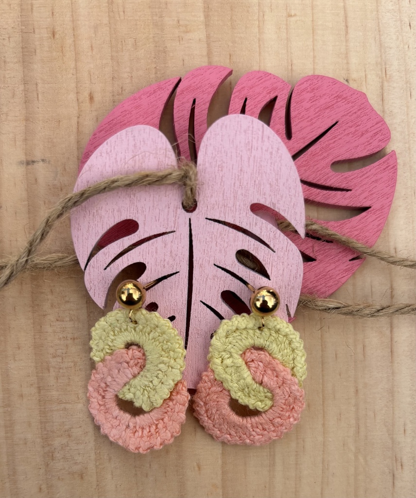 Boucles d'oreilles crochet *Anneaux* jaune & orange