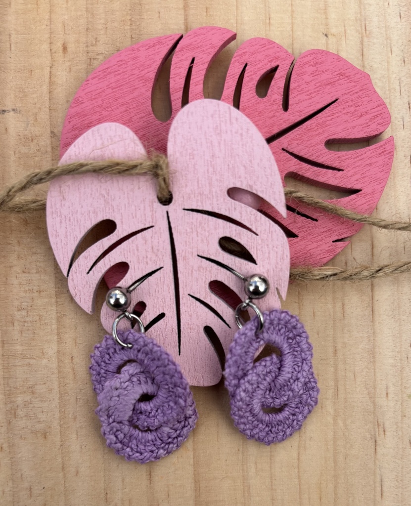 Boucles d'oreilles crochet *Anneaux* mauve