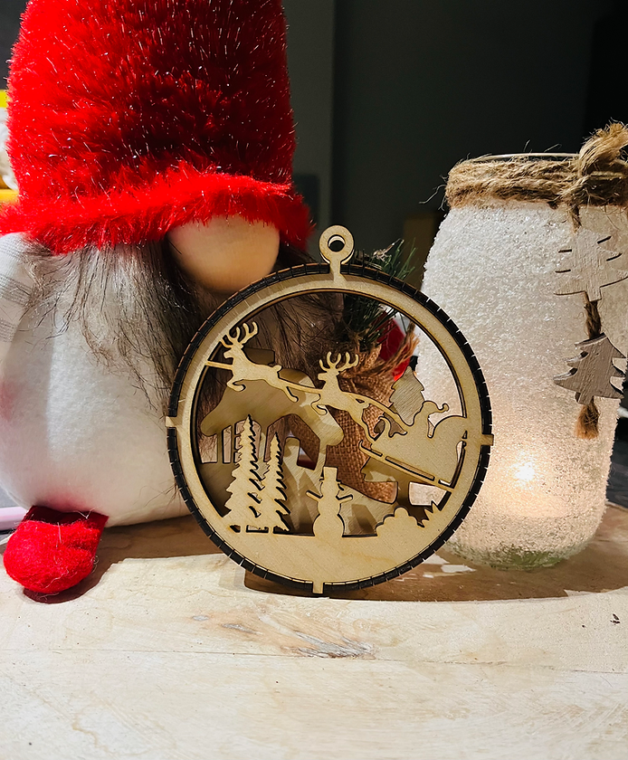 Boule de Noël *Traineau du Père Noël dans le ciel*